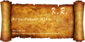 Kriszhaber Rita névjegykártya
